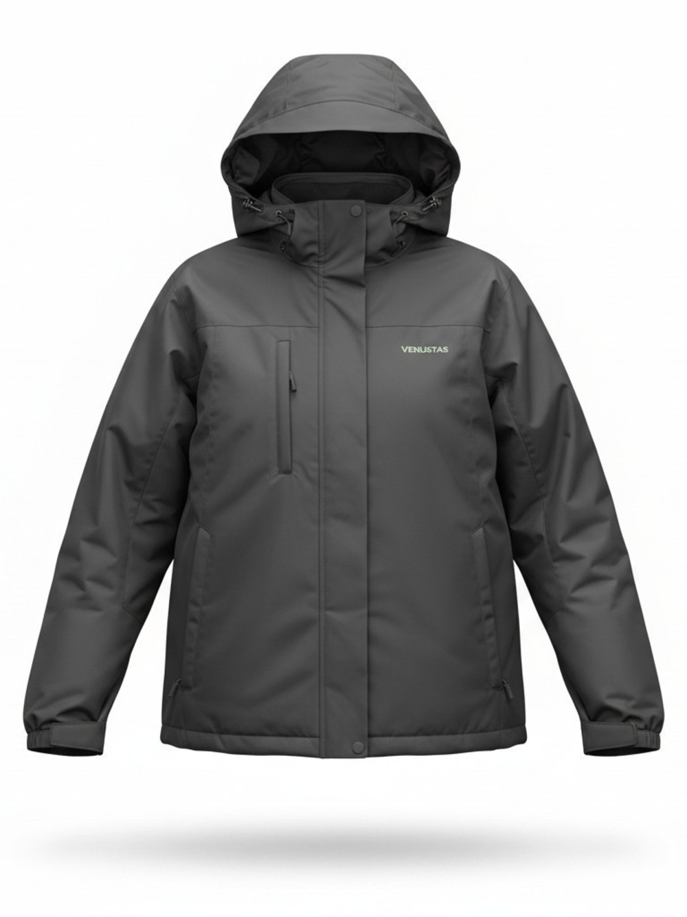 Venustas Men's Hooded Performance Jacket With Zip Out Lining, Black